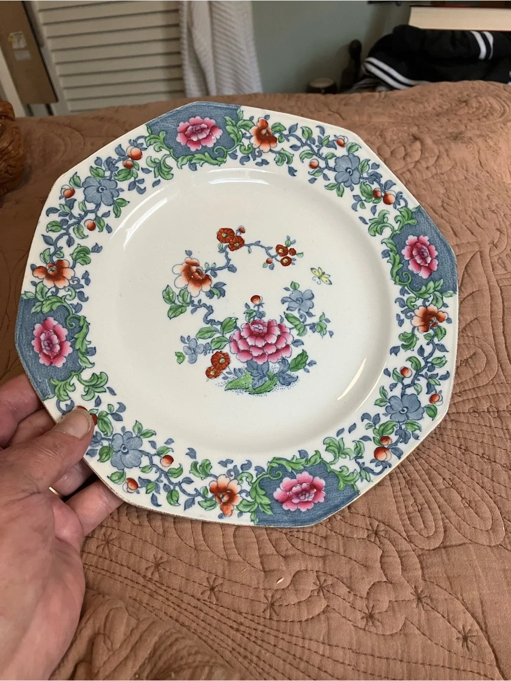 Vintage F. Winkle and Co Whieldon Ware 8 Sided Plate